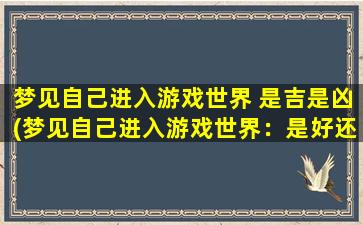 梦见自己进入游戏世界 是吉是凶(梦见自己进入游戏世界：是好还是坏？)